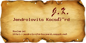 Jendrolovits Kocsárd névjegykártya